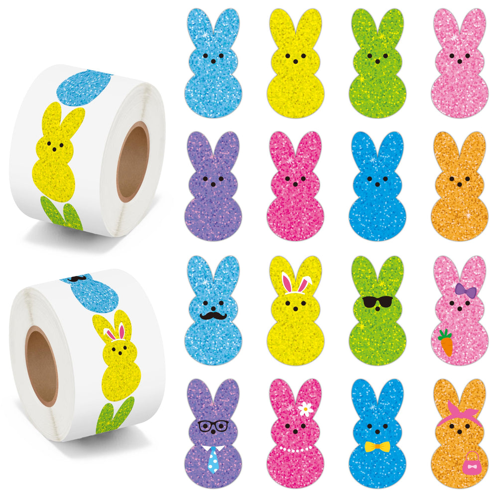 BeYumi Easter laser bunny sticker roll with holographic sparkle for crafts