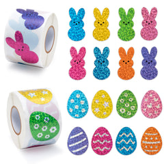 BeYumi Easter laser bunny stickers offer vibrant, holographic shine for colorful egg decorating.