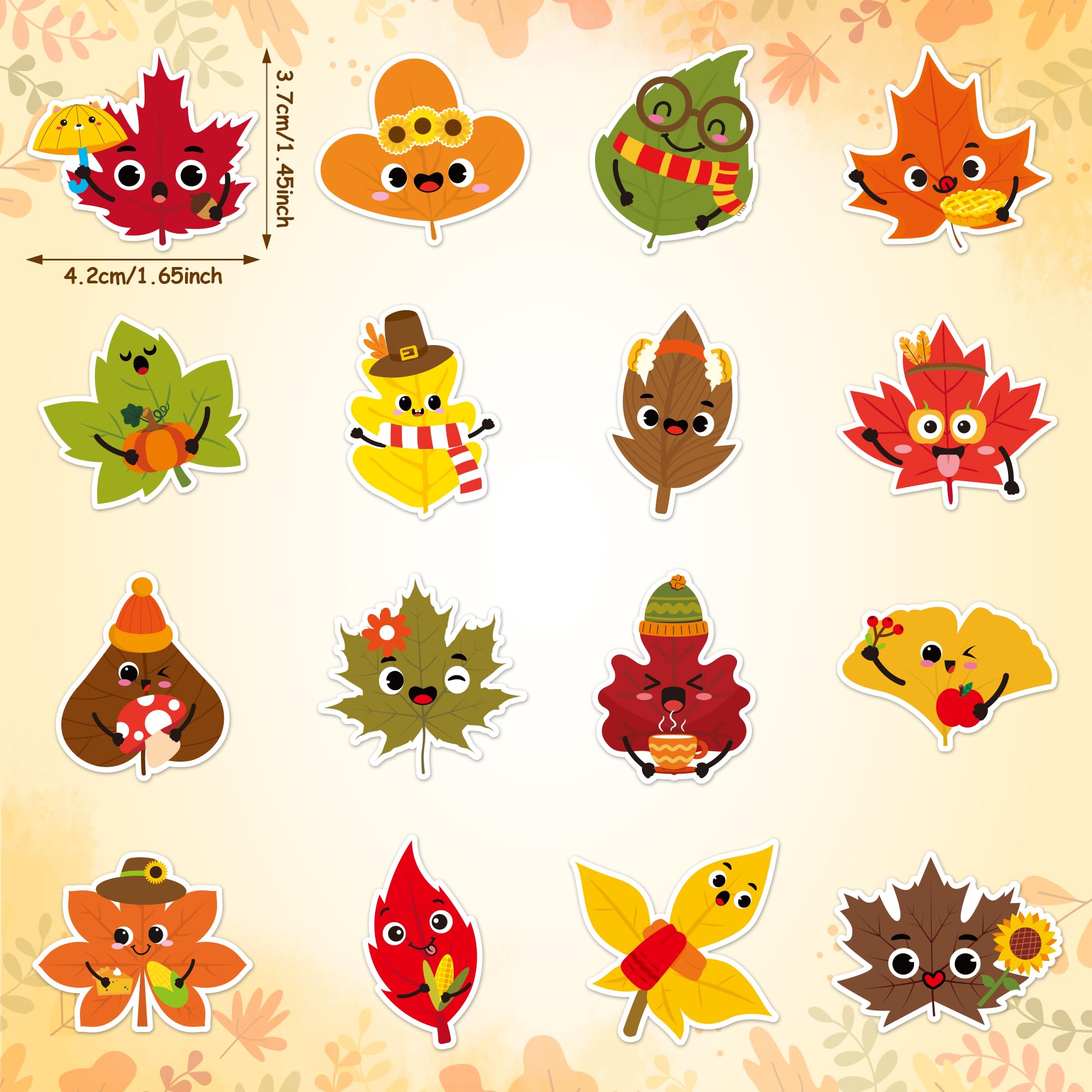 BeYumi Fall Maple Leaves Sticker Roll 2: easy-peel adhesive for classroom rewards