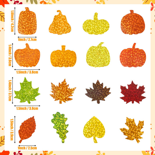 BeYumi fall pumpkin leaves roll1 closeup showcases glittery detail for gift toppers