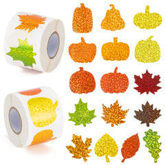 BeYumi fall pumpkin leaves roll1 holographic stickers brighten notebooks with autumn sparkle