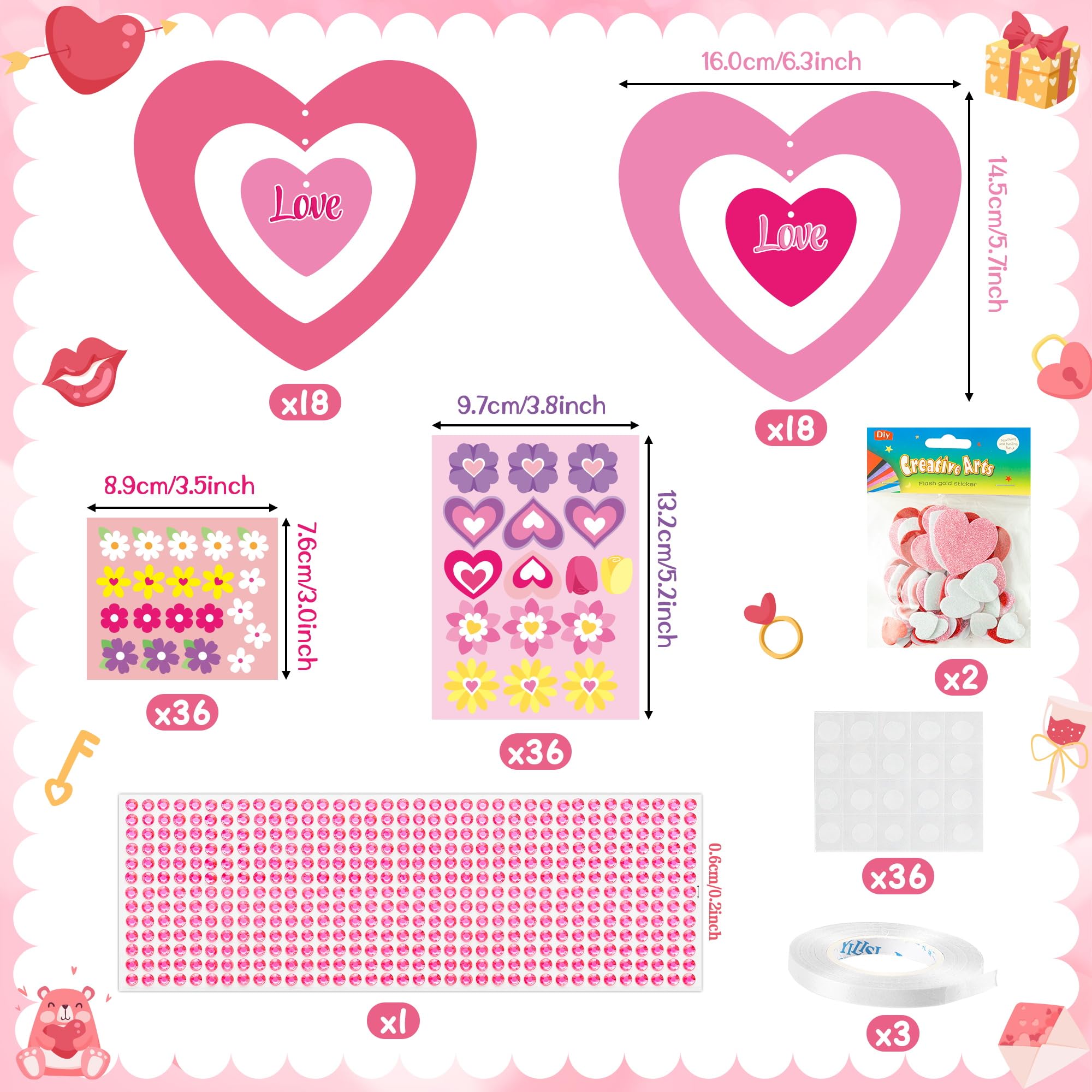 BeYumi glitter foam heart stickers close-up for sparkling embellishments