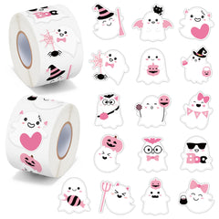 BeYumi Halloween pink ghost stickers on roll for easy crafting decor