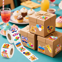 BeYumi Purim stickers with crown and mask designs for parties.