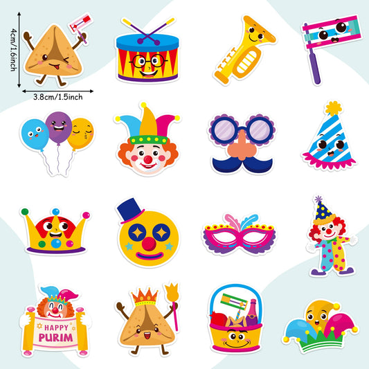 BeYumi Happy Purim sticker roll 2 adds color to invitations and crafts.