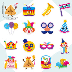 BeYumi Happy Purim sticker roll 2 adds color to invitations and crafts.