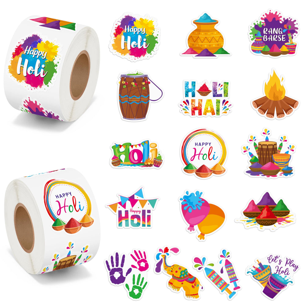 BeYumi Holi sticker roll pack — vibrant designs for festive decorating across surfaces.