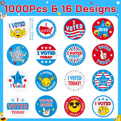 BeYumi I Voted Today stickers feature 16 designs for versatile campaigns.