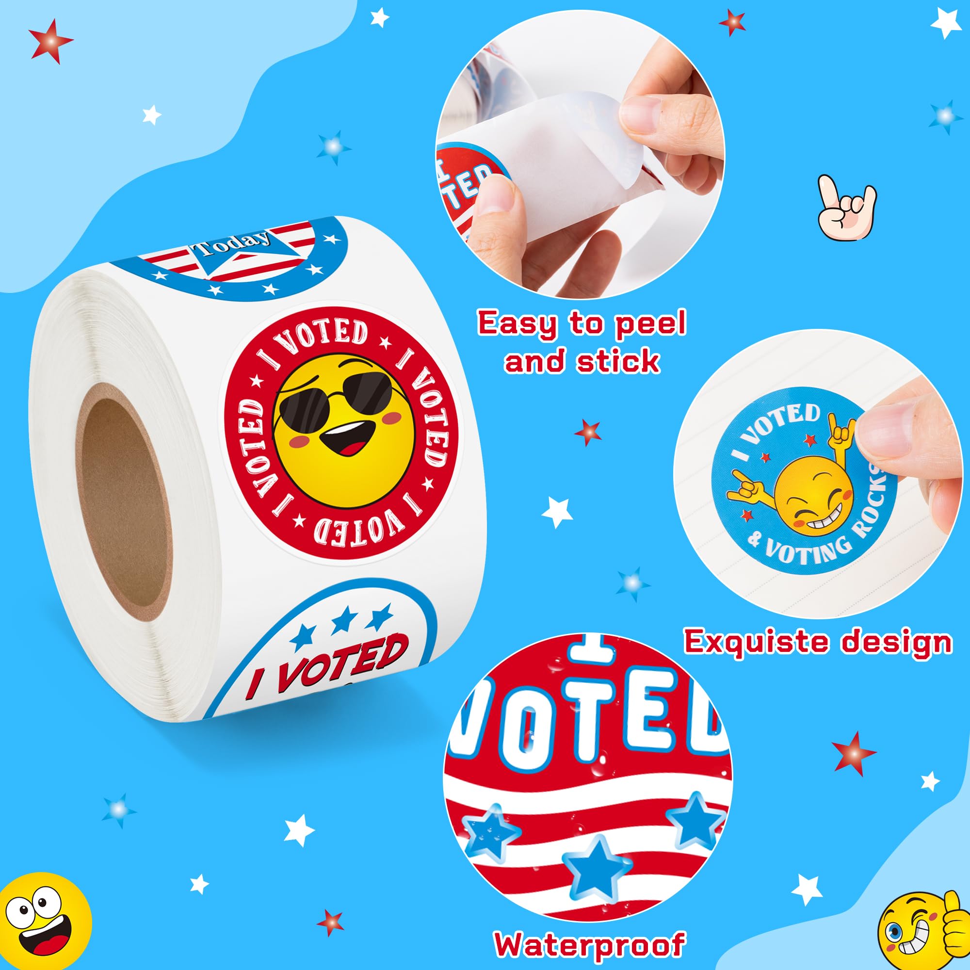 BeYumi I Voted Today stickers with emojis boost attendee engagement.