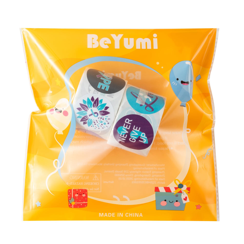 BeYumi luggage sticker flags travel items with teal purple ribbon