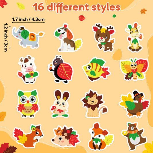 BeYumi Maple Leaves Animals Stickers roll 2 – 16 patterns for fall classroom activities