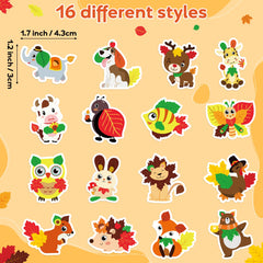 BeYumi Maple Leaves Animals Stickers roll 2 – 16 patterns for fall classroom activities