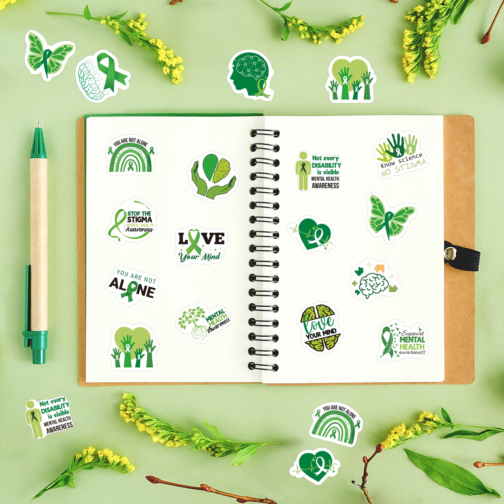 BeYumi green ribbon decals on envelopes and gifts for thoughtful messages