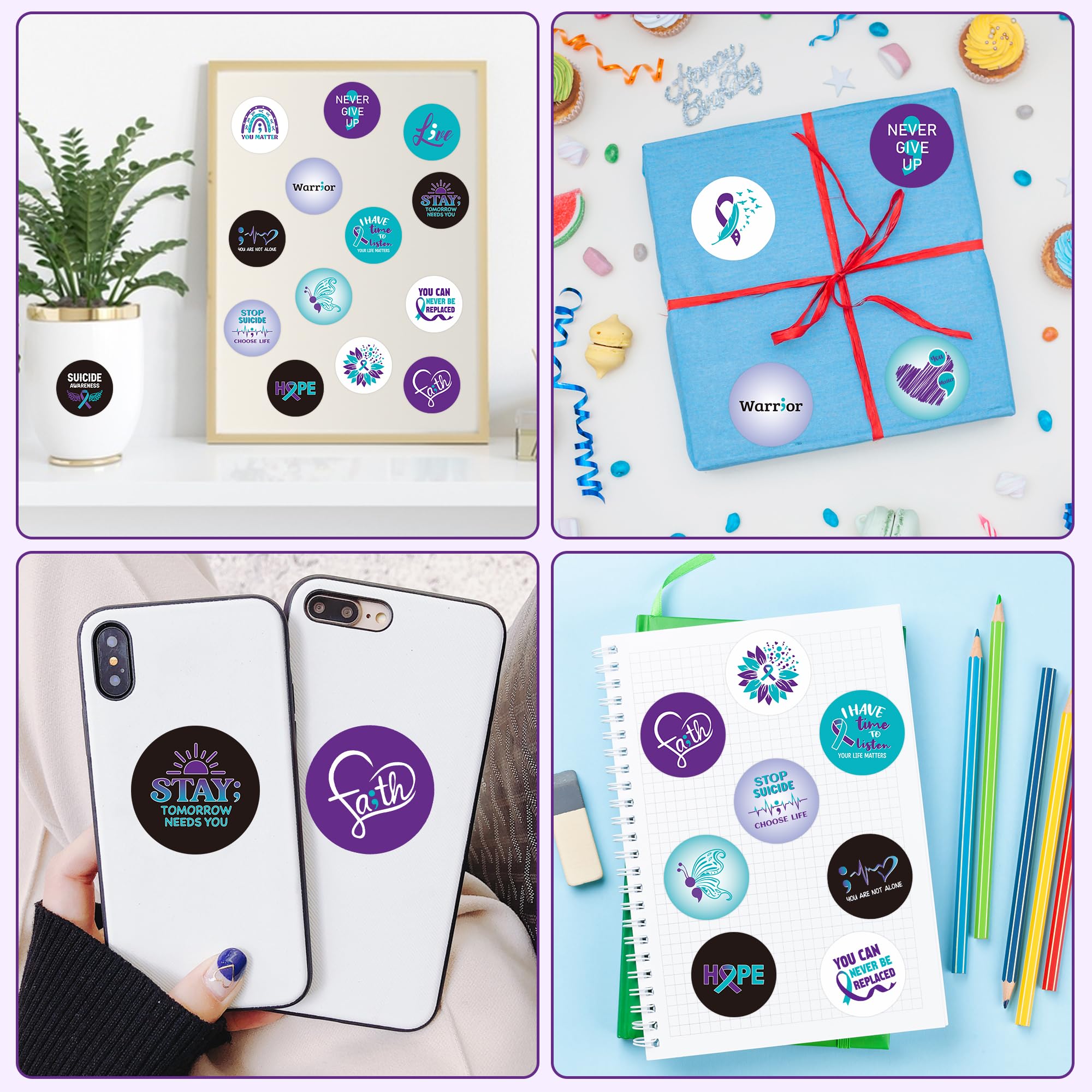 BeYumi notebook sticker provides personal style with teal purple ribbon