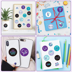 BeYumi notebook sticker provides personal style with teal purple ribbon