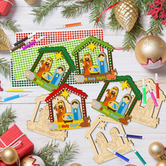 BeYumi paint pens included for colorful personalization on each nativity house.