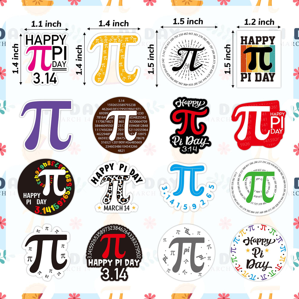 BeYumi Pi Day stickers roll 02 waterproof decals ideal for water bottles.