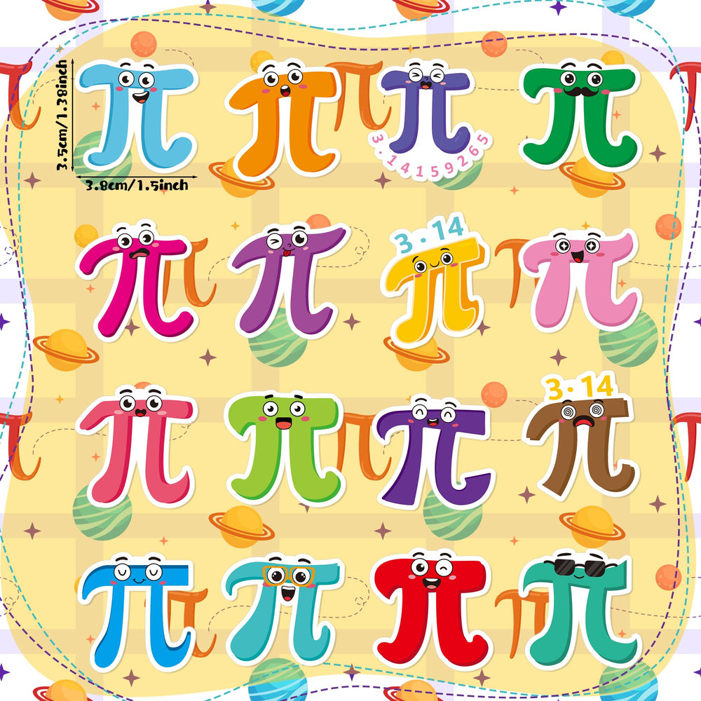 BeYumi Pi Day symbol stickers with durable vinyl for laptops and notebooks.