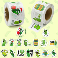 BeYumi pickle cartoon stickers close-up showing vivid colors and glossy finish