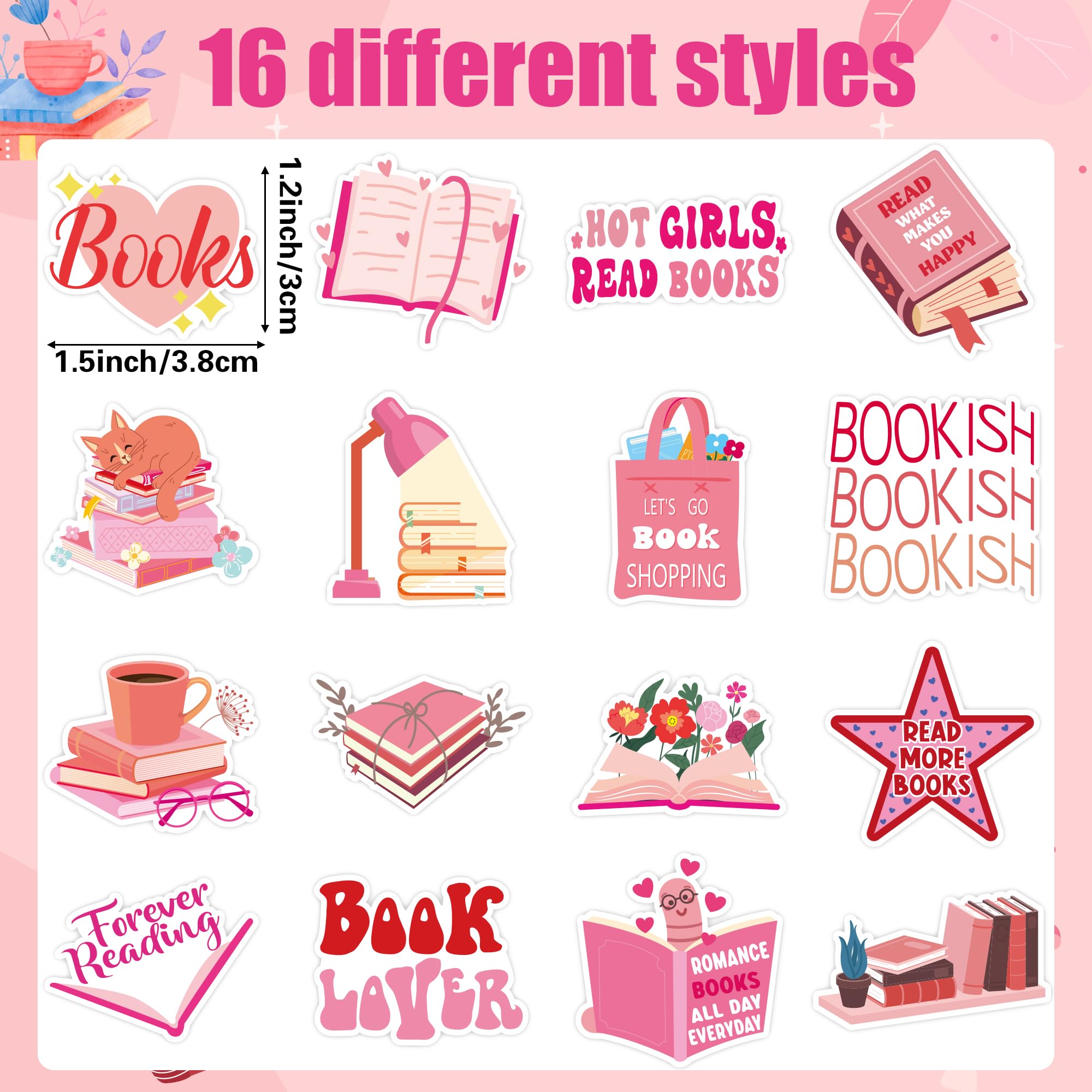 BeYumi pink bookish sticker roll on water bottle adds durability and flair.