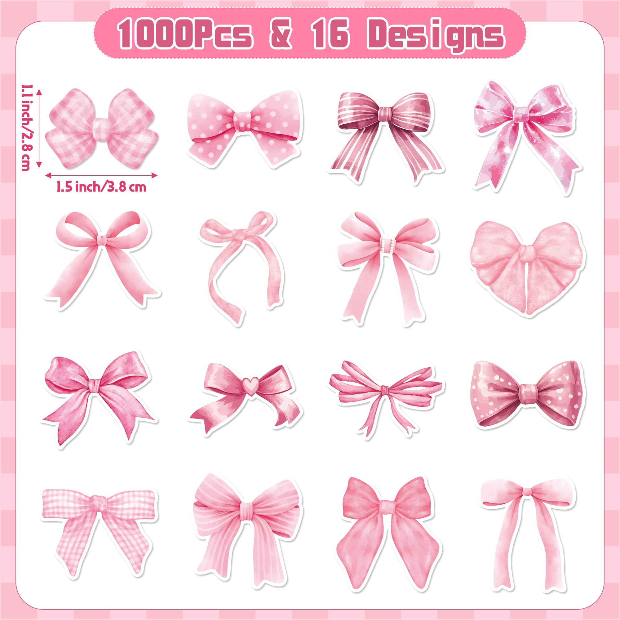 BeYumi Pink Bows close-up showing 16 patterns for creative DIY projects