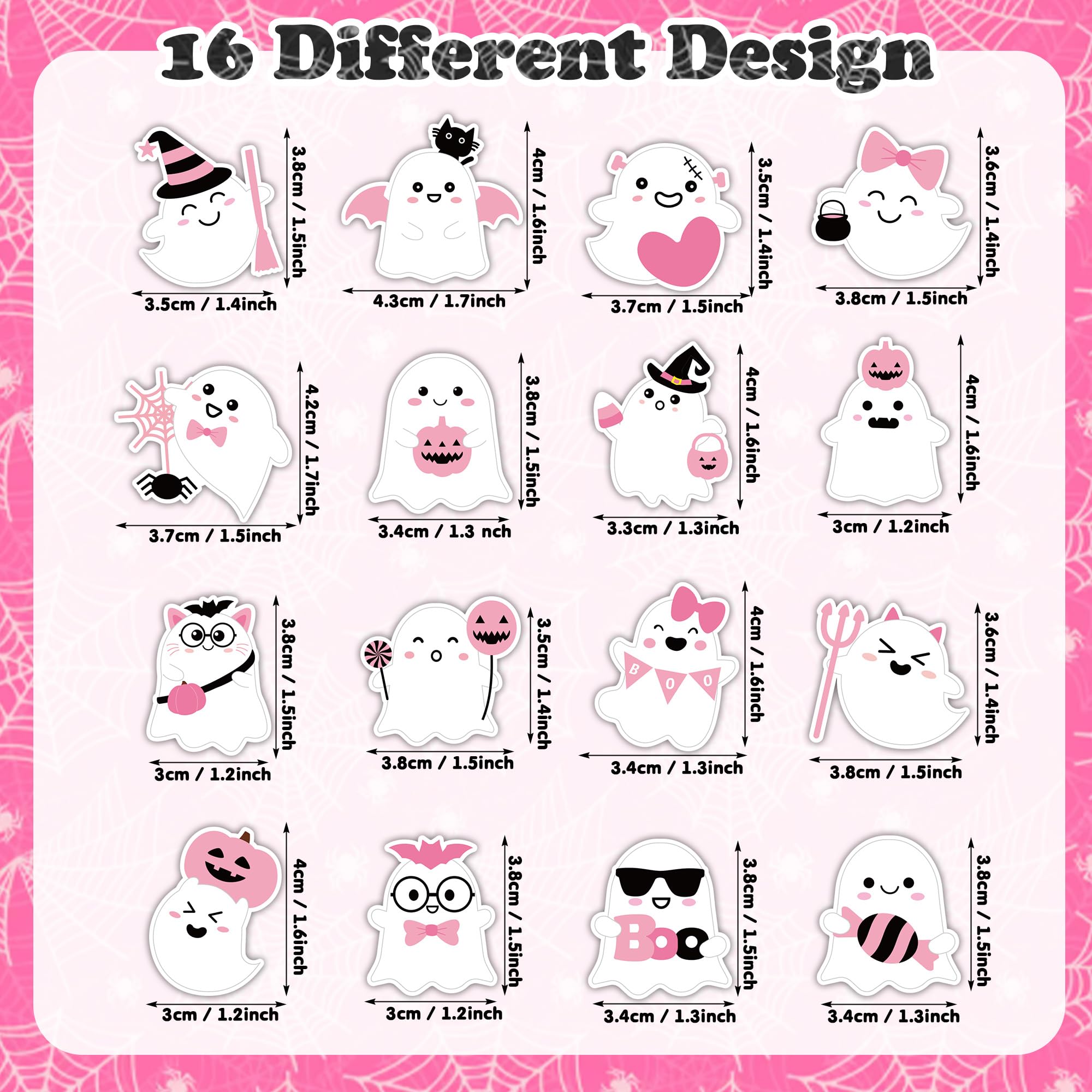BeYumi pink ghost sticker designs provide cute Halloween accents
