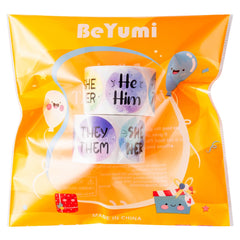BeYumi round rainbow sticker close-up ideal for events and badges