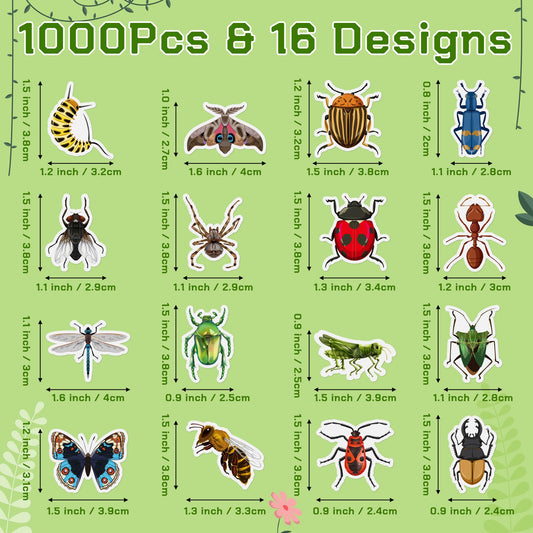 BeYumi spring insect stickers roll 2 featuring beetles and caterpillars for party favors.