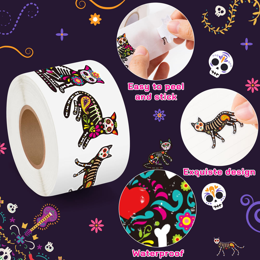 BeYumi Skeleton Cat Roll Stickers on goodie bags add whimsy to events.