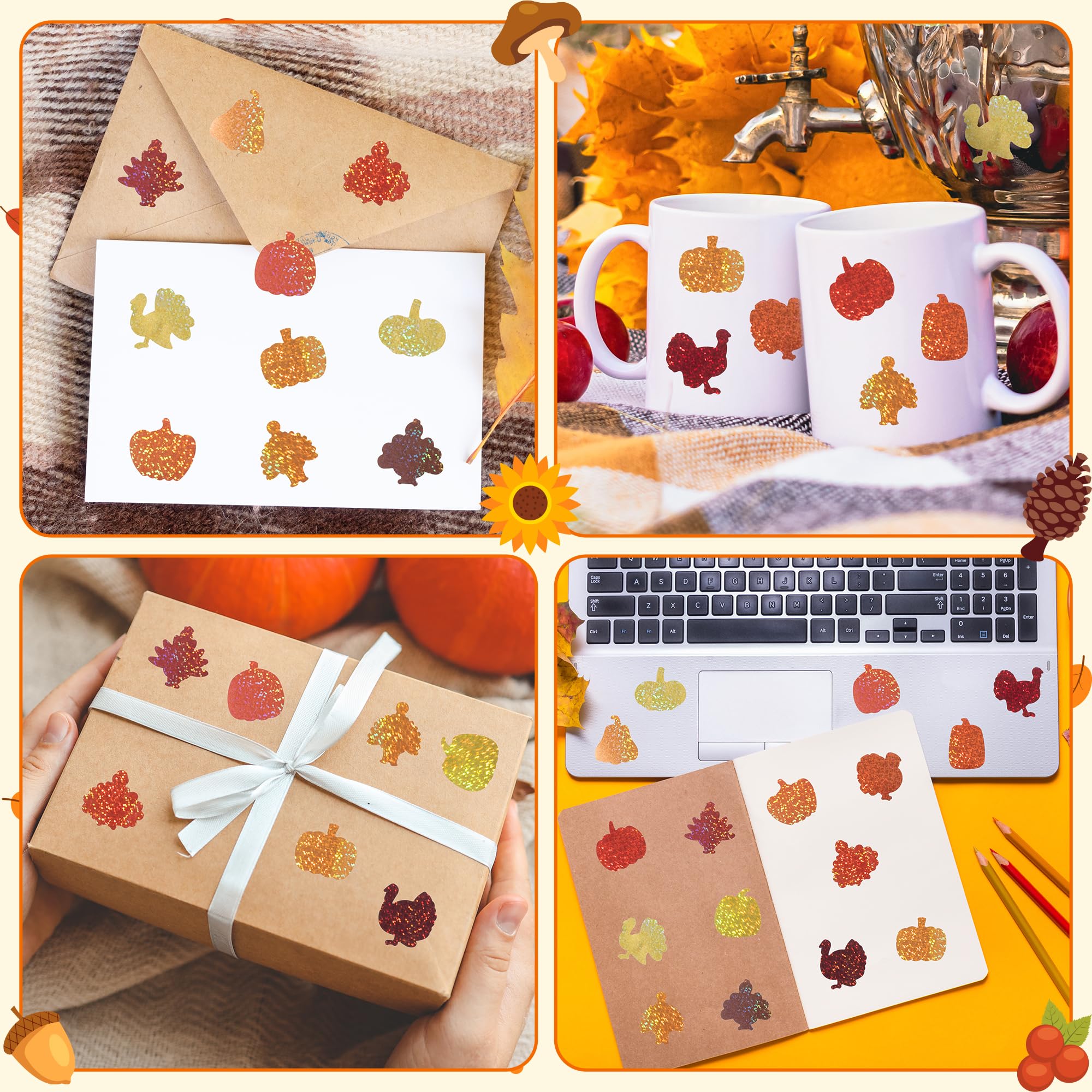 BeYumi pumpkin-turkey stickers on luggage for easy spotting