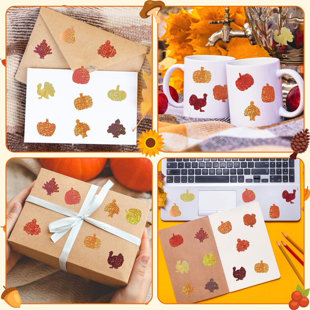 BeYumi pumpkin-turkey stickers on luggage for easy spotting