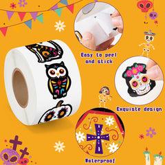 BeYumi sugar skull stickers used in classroom crafts for Dia de Los Muertos projects