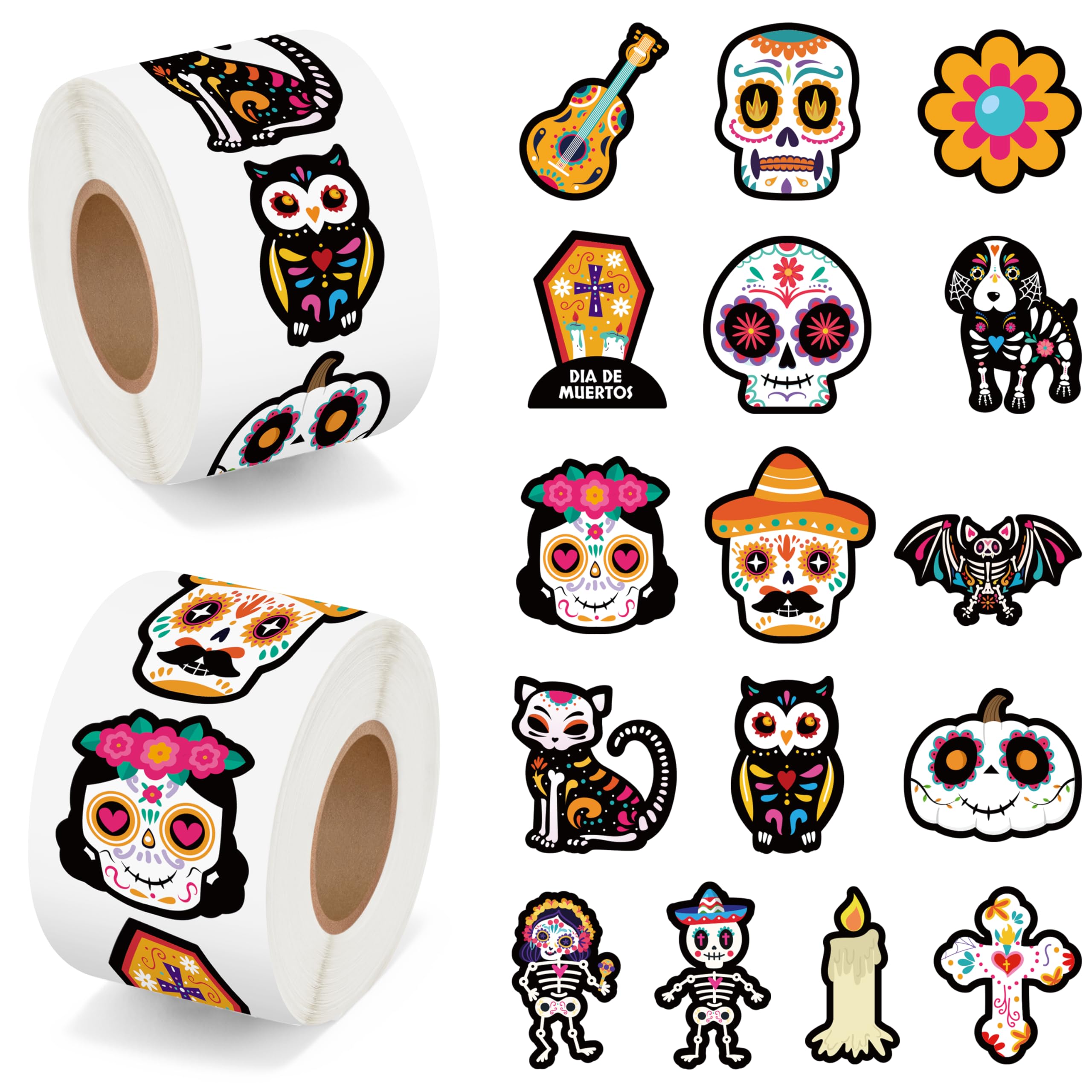 BeYumi sugar skull roll sticker applied to guitar for festive decor
