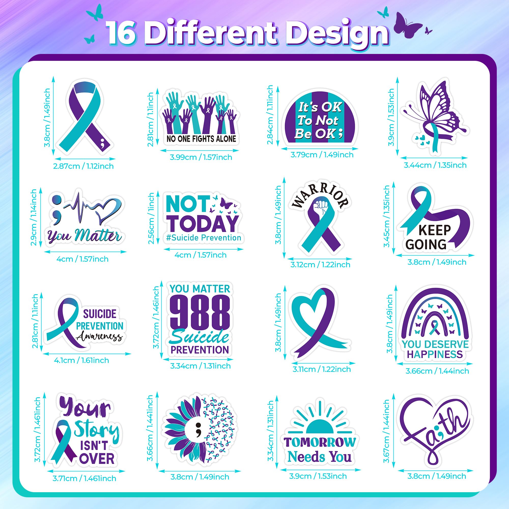 BeYumi purple ribbon sticker on a water bottle boosts visibility and support