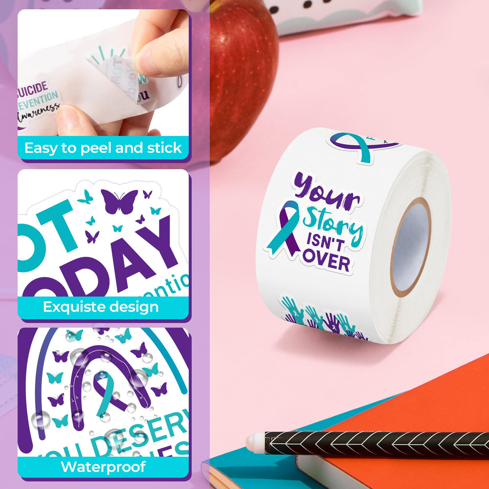 BeYumi semicolon design sticker on a notebook inspires hope and resilience