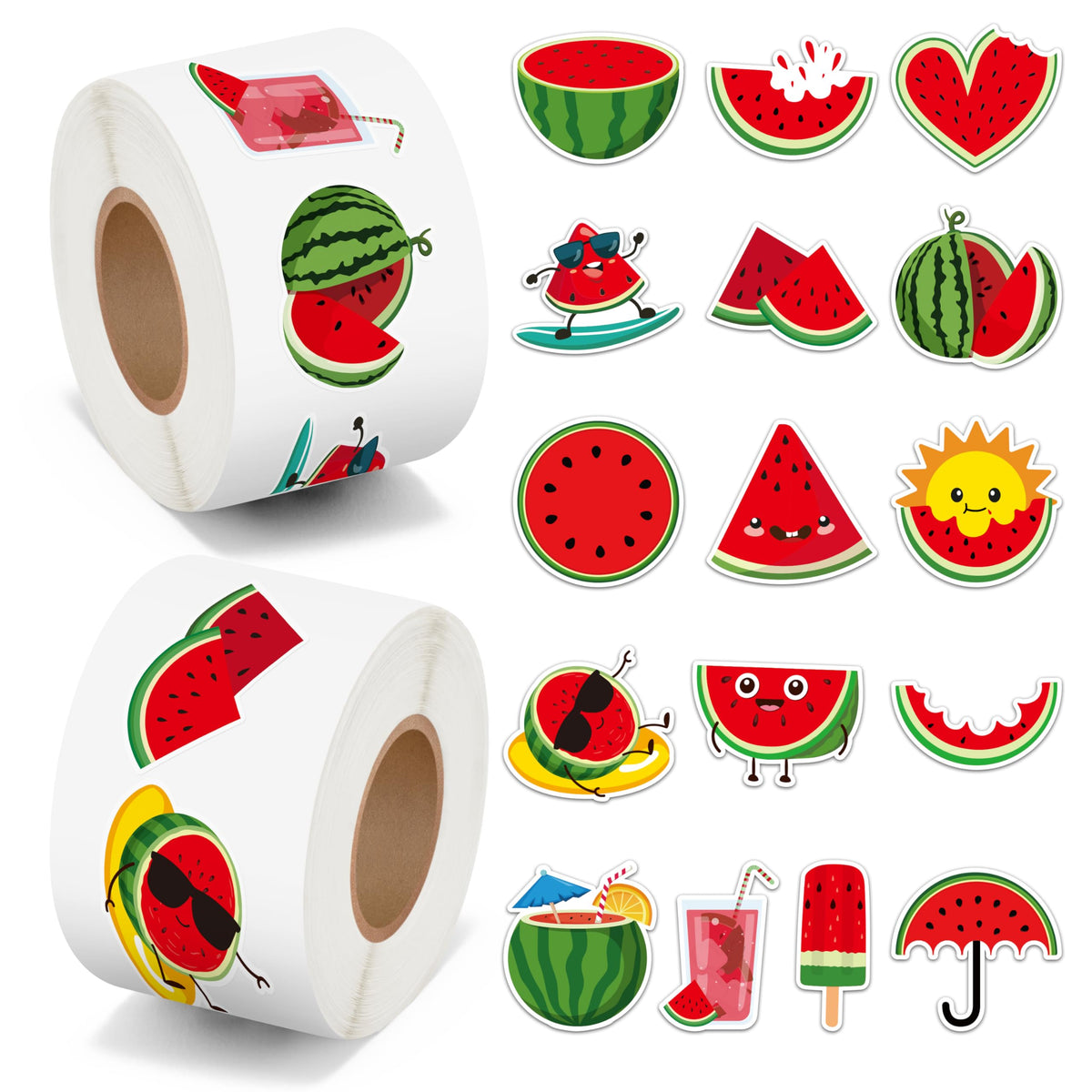 BeYumi two-roll watermelon sticker pack for bright surface decoration.