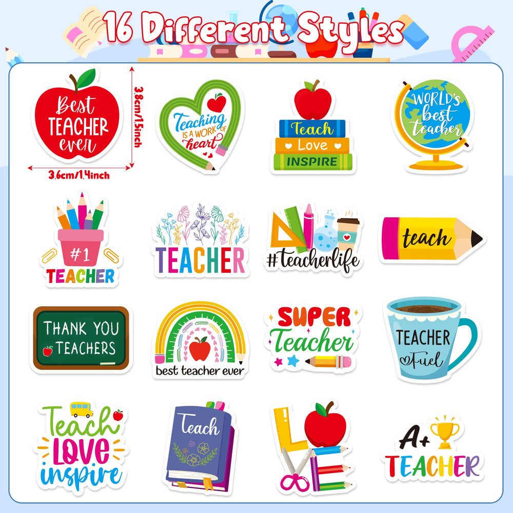 BeYumi Thank You Teacher stickers on a laptop display showcase durable, long-lasting color.