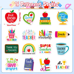 BeYumi Thank You Teacher stickers on a laptop display showcase durable, long-lasting color.