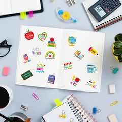 BeYumi Thank You Teacher stickers decorate notebooks with uplifting messages.