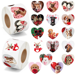 BeYumi Valentine dog stickers roll 1 for greeting cards with waterproof durability.