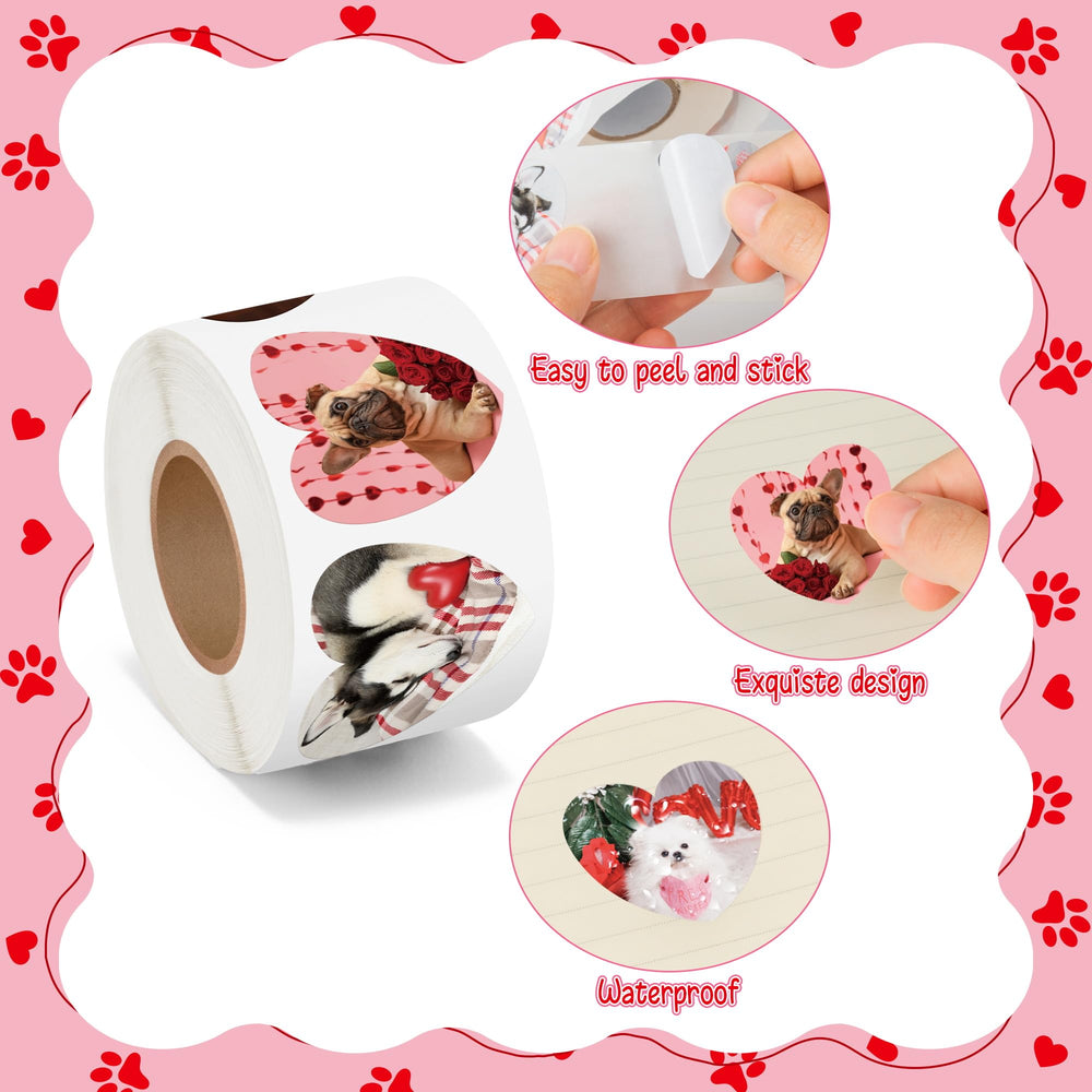 BeYumi Valentine dog stickers roll 3 ideal for gift tags and scrapbooks.