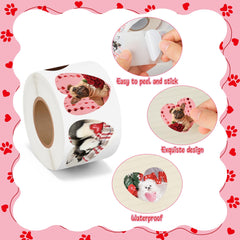 BeYumi Valentine dog stickers roll 3 ideal for gift tags and scrapbooks.