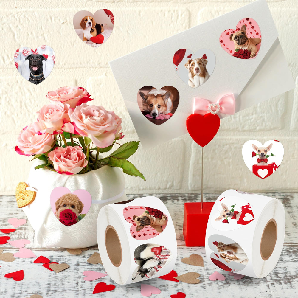 BeYumi Valentine dog stickers roll 4 durable, waterproof finish for journaling pages.