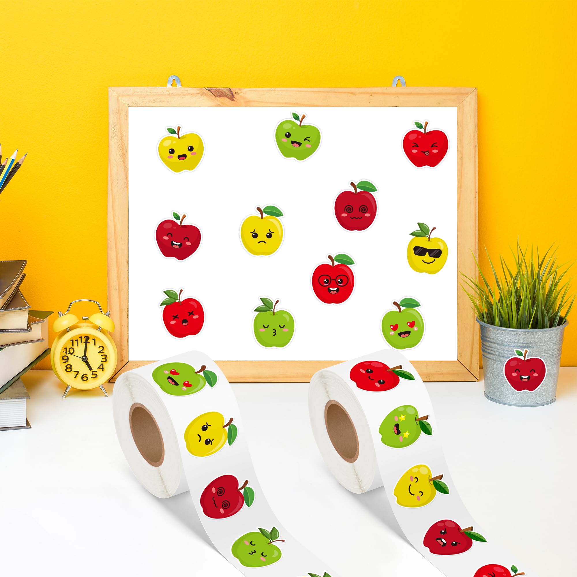 BeYumi apple-sticker decor on notebooks and bottles for everyday cheer