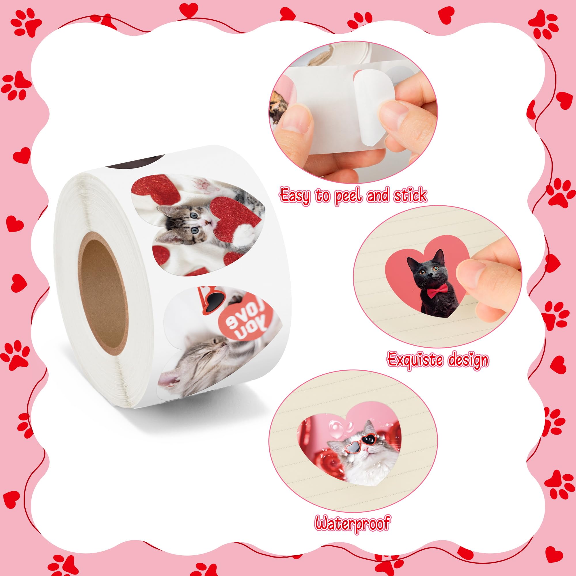 BeYumi waterproof cat stickers on cards and envelopes