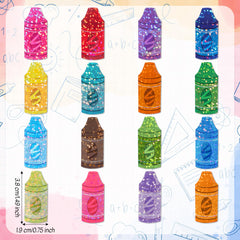 BeYumi waterproof laser crayon stickers resist spills on bottles and laptops