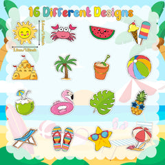 BeYumi waterproof sticker close-up showing vivid summer icons.