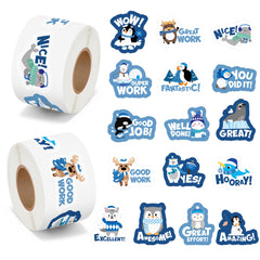BeYumi winter polar animal stickers roll1 promote classroom motivation with waterproof durability.