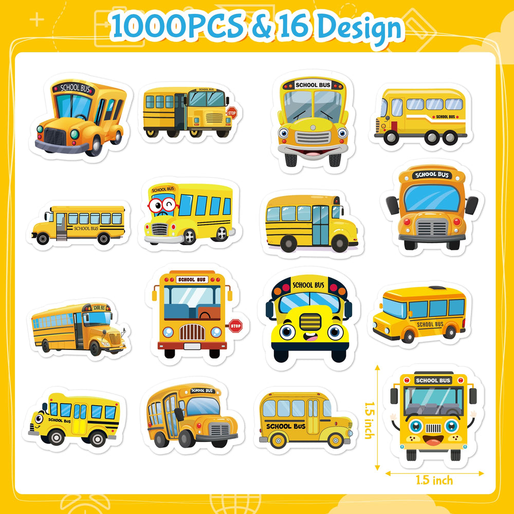 BeYumi yellow school bus sticker on water bottle adds fun decor