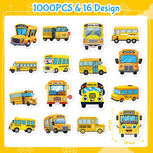 BeYumi yellow school bus sticker on water bottle adds fun decor